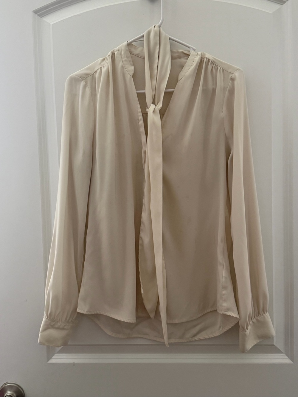 Express Cream Tie-Neck Blouse Skirt Set
